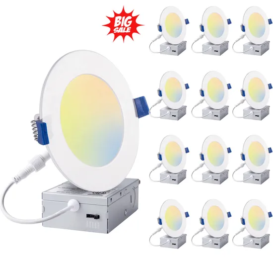 Us Ca 5CCT Dimmable Embedded Recessed Flat Ultra Thin Slim Round Ceiling LED Panel Light